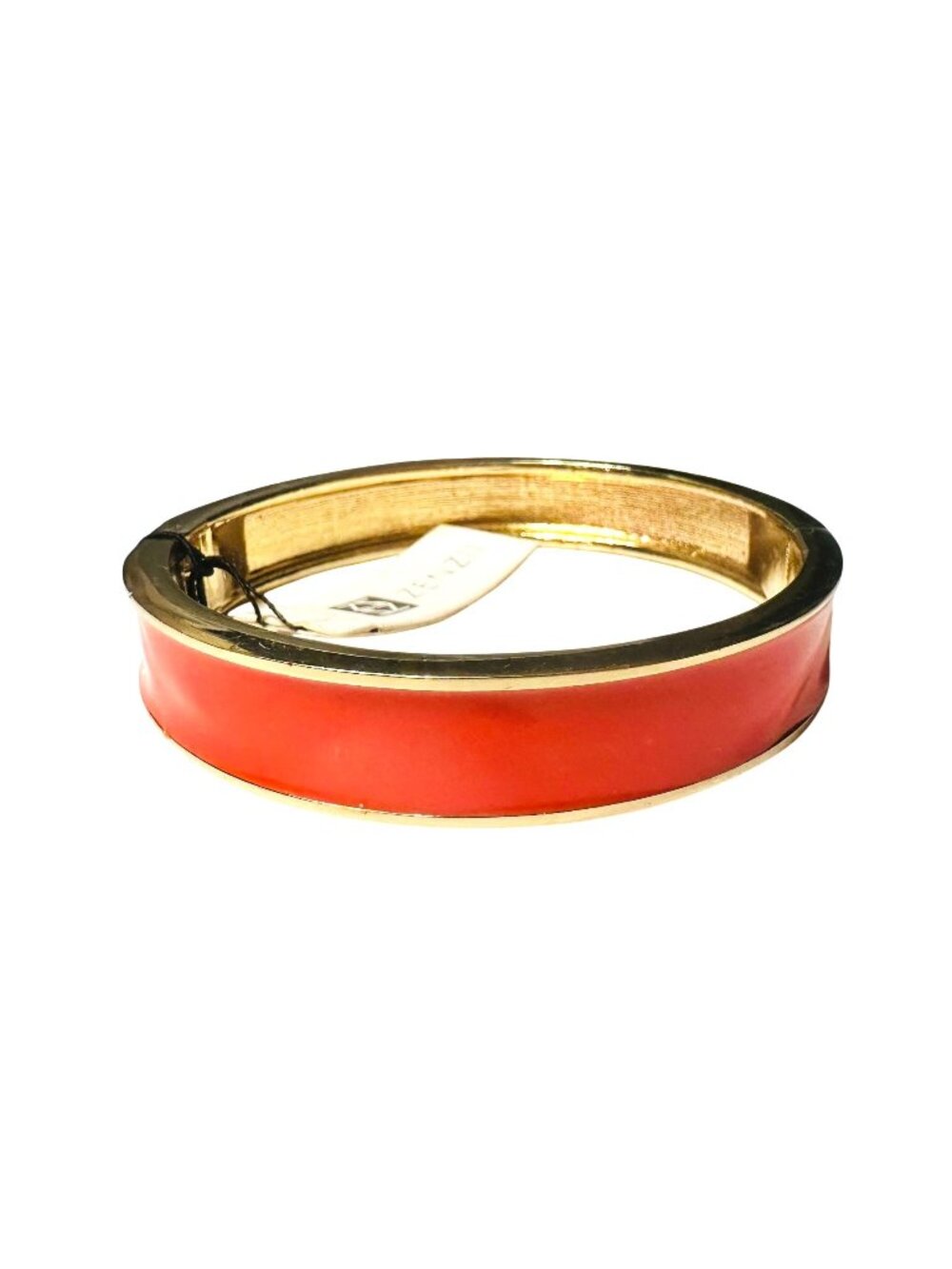 Zenzii Gold-Tone Hinged Bangle Bracelet Red-orange Enamel & Magnetic Clasp